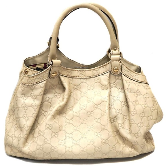 Gucci Sukey Tote Bag Shoulder GG Guccissima Leather Ivory White - Picture 2 of 9